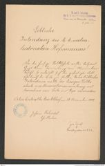 k.k. naturhistorisches Hofmuseum, Intendanzakten 1885-1896 (Hauer), Aktenzahl Z.726.a/1892, Seite 1